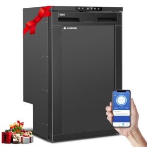 AAOBOSI 83 l kylbox för kompressor, husbil, kylskåp med appkontroll, 12/24 V DC, kylbox bil med LED-lampor, upp till -20 ℃ kompressorkylskåp för bil, lastbil, båt, husbil, camping och resor