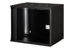 DIGITUS Nätverksskåp - 19-tums rack 9 U - omonterat - väggmontering - 400 mm djup - 327 mm användbart djup - lastkapacitet 60 kg - glasdörr - SOHO Pro-serien - svart
