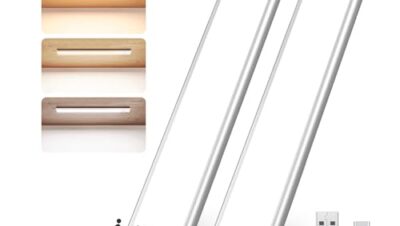 Liyade LED-skåpbelysning med rörelsedetektor, USB-/batteridriven underskåpslampa, uppladdningsbar skåplampa för kök, garderob, trappa och husbil, 2 st.
