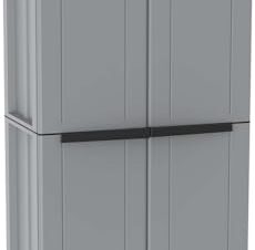 Terry, Jline 368, kvastskåp med 2 dörrar, innerhylla med 4 hyllor, för inomhus- och utomhusbruk – 68 x 37,5 x 163,5 cm