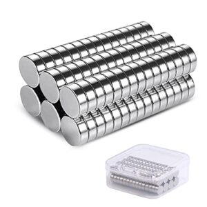 Vinabo 60 stycken neodymmagneter,små runda magneter 6 x 3 mm, starka minimagneter för gör-det-själv hantverk kontor anslagstavla, magnettavla, kylskåp, koniska magneter, notmagneter, förnicklade